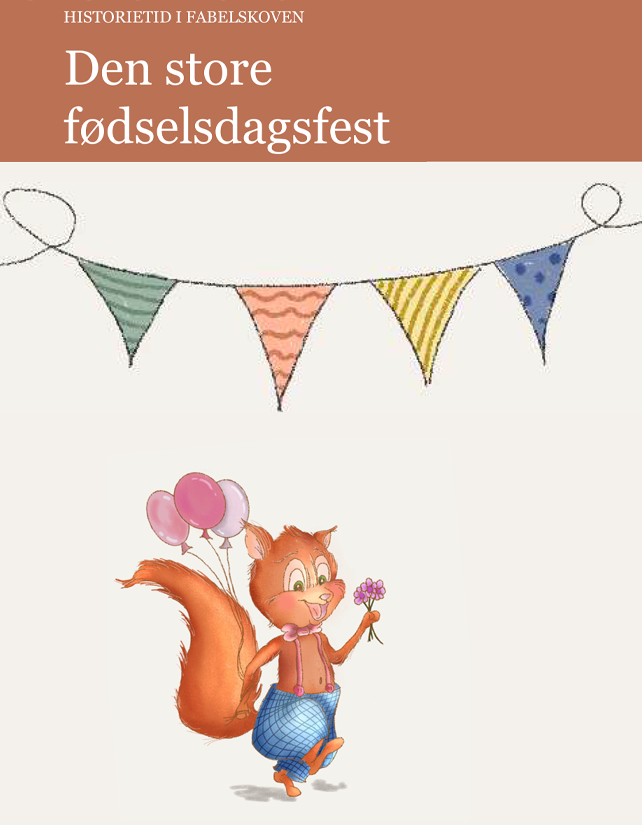 Forsideillustration til e-bogen Den store fødselsdagsfest – højtlæsningsbog for børn om venskab og fødselsdag